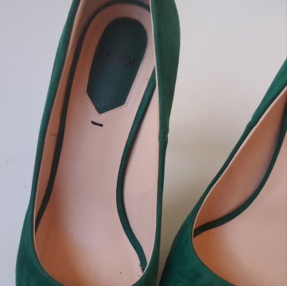 FENDI women's pumps emerald green size 36 1/2‎ Made In Italy - Picture 5 of 12